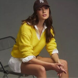 Maeve V-Neck Sculptured Pullover Sweater